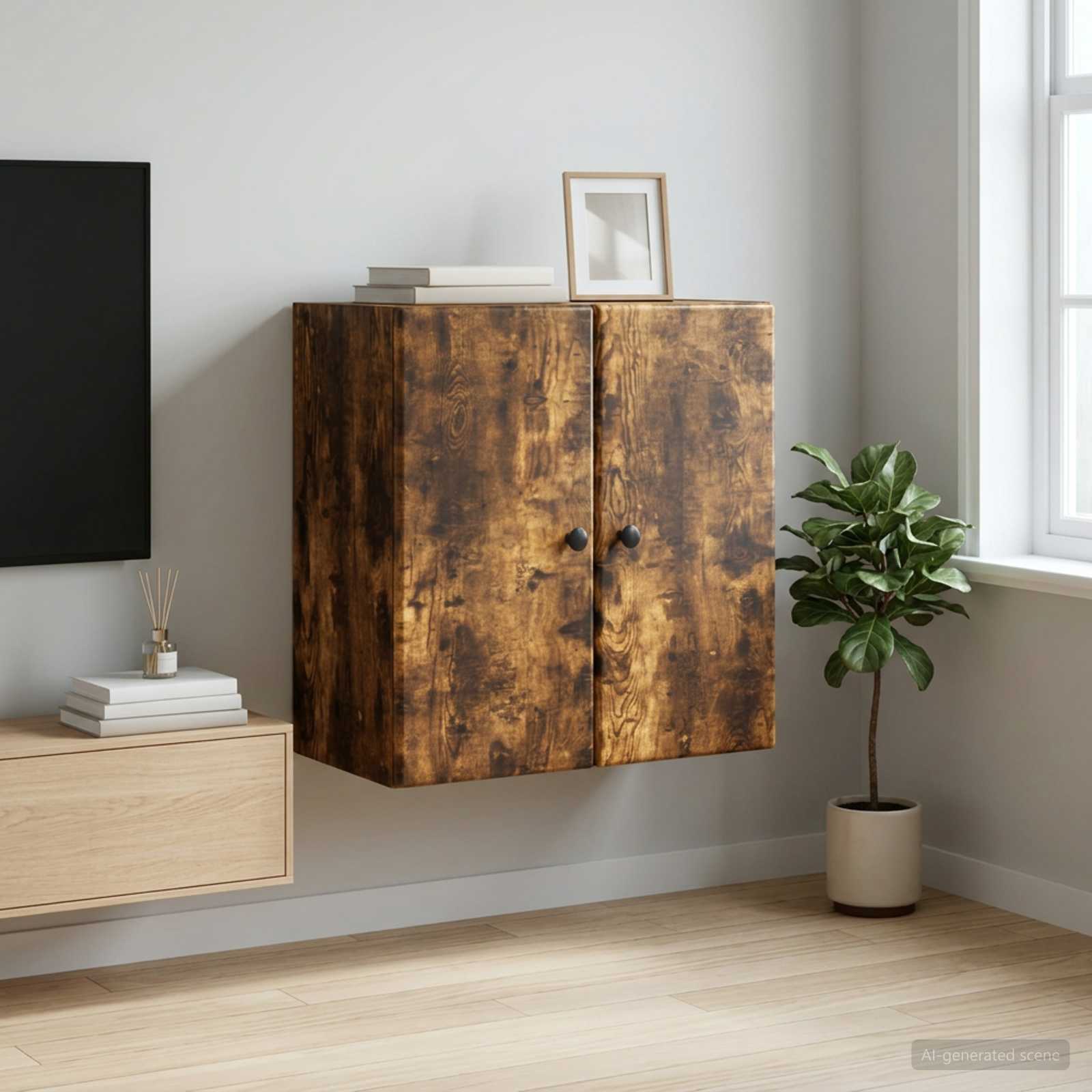vidaXL Szafka ścienna 59 x 31 x 60 cm Drewno inżynieryjne Dąb wędzony