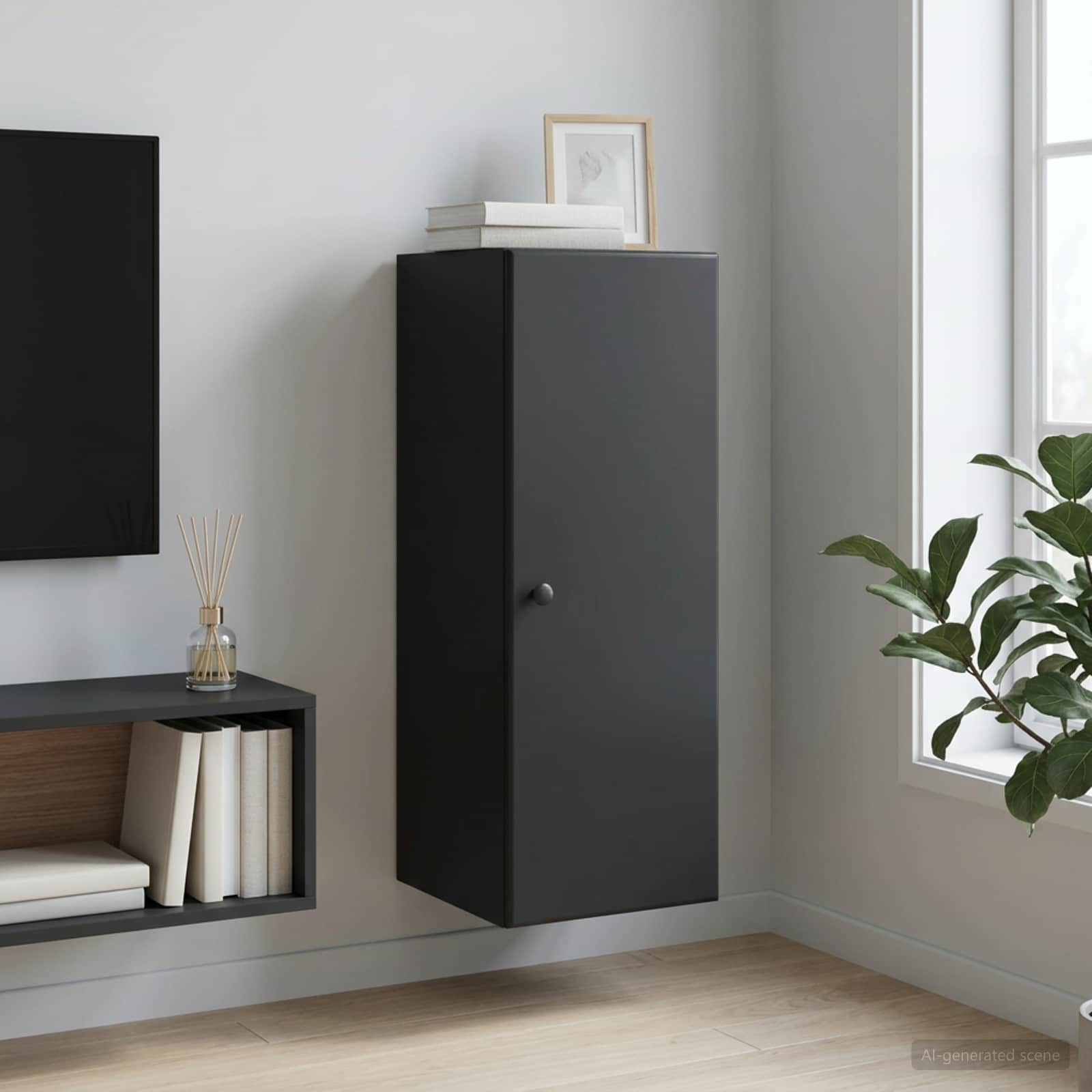 vidaXL Szafka ścienna 33 x 34,5 x 90 cm Drewno inżynieryjne Czarny