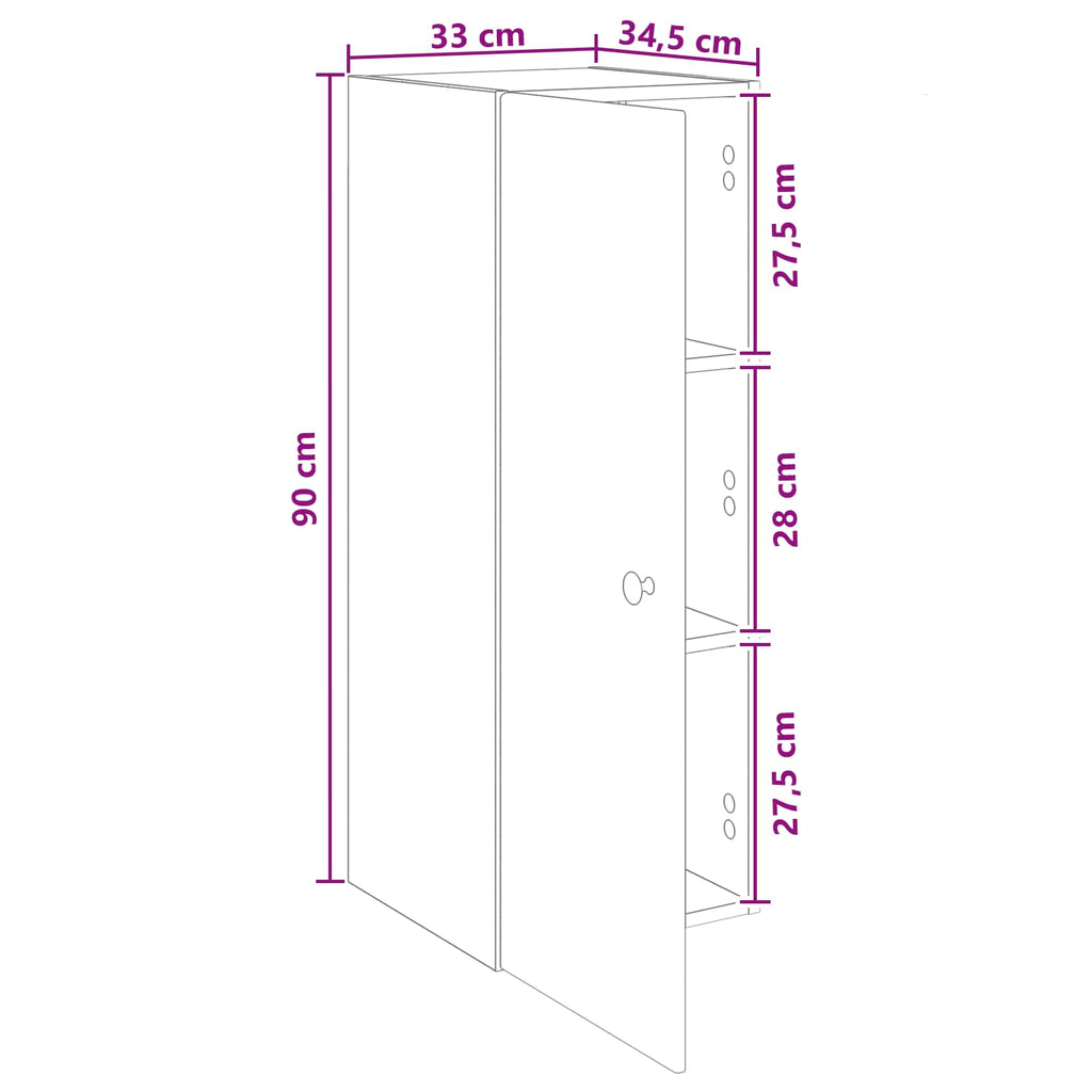 vidaXL Szafka ścienna 33 x 34,5 x 90 cm Drewno inżynieryjne