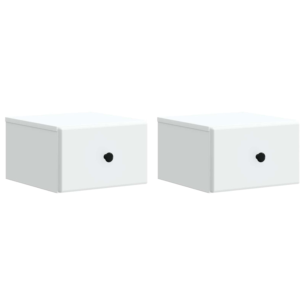 vidaXL Wisząca Szafka Nocna z szufladą 2 pcs Biały 34,5 x 33 x 20 cm
