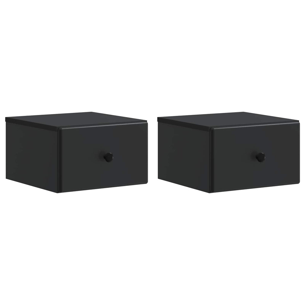 vidaXL Wisząca Szafka Nocna z szufladą 2 pcs Czarny 34,5 x 33 x 20 cm