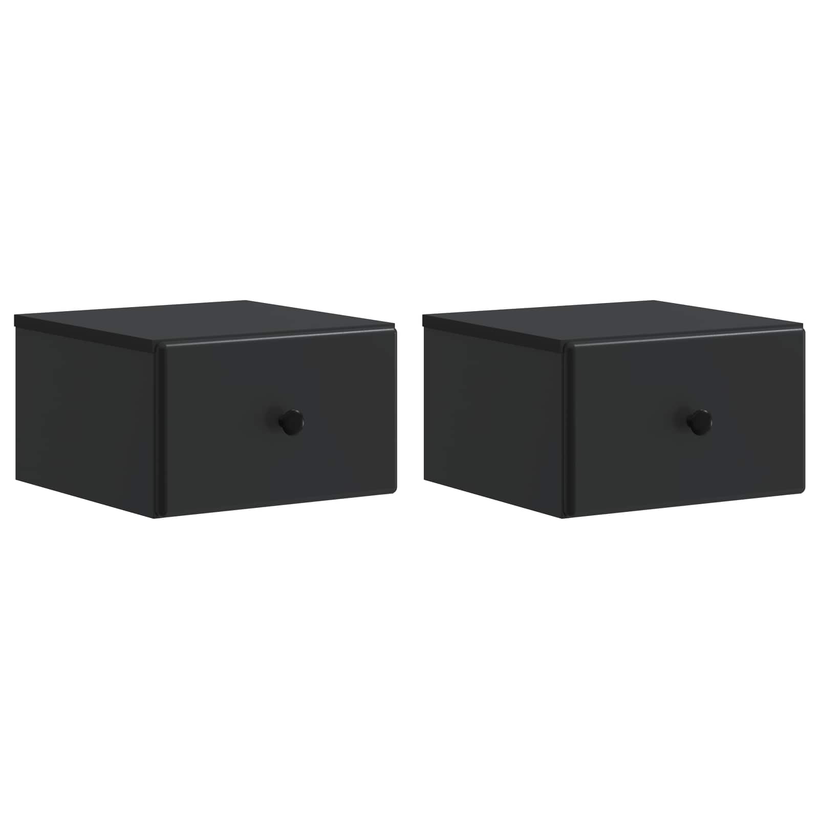vidaXL Wisząca Szafka Nocna z szufladą 2 pcs Czarny 34,5 x 33 x 20 cm