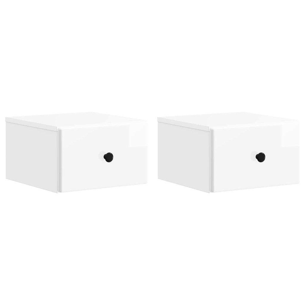 vidaXL Wisząca Szafka Nocna z szufladą 2 pcs Biały wysoki połysk