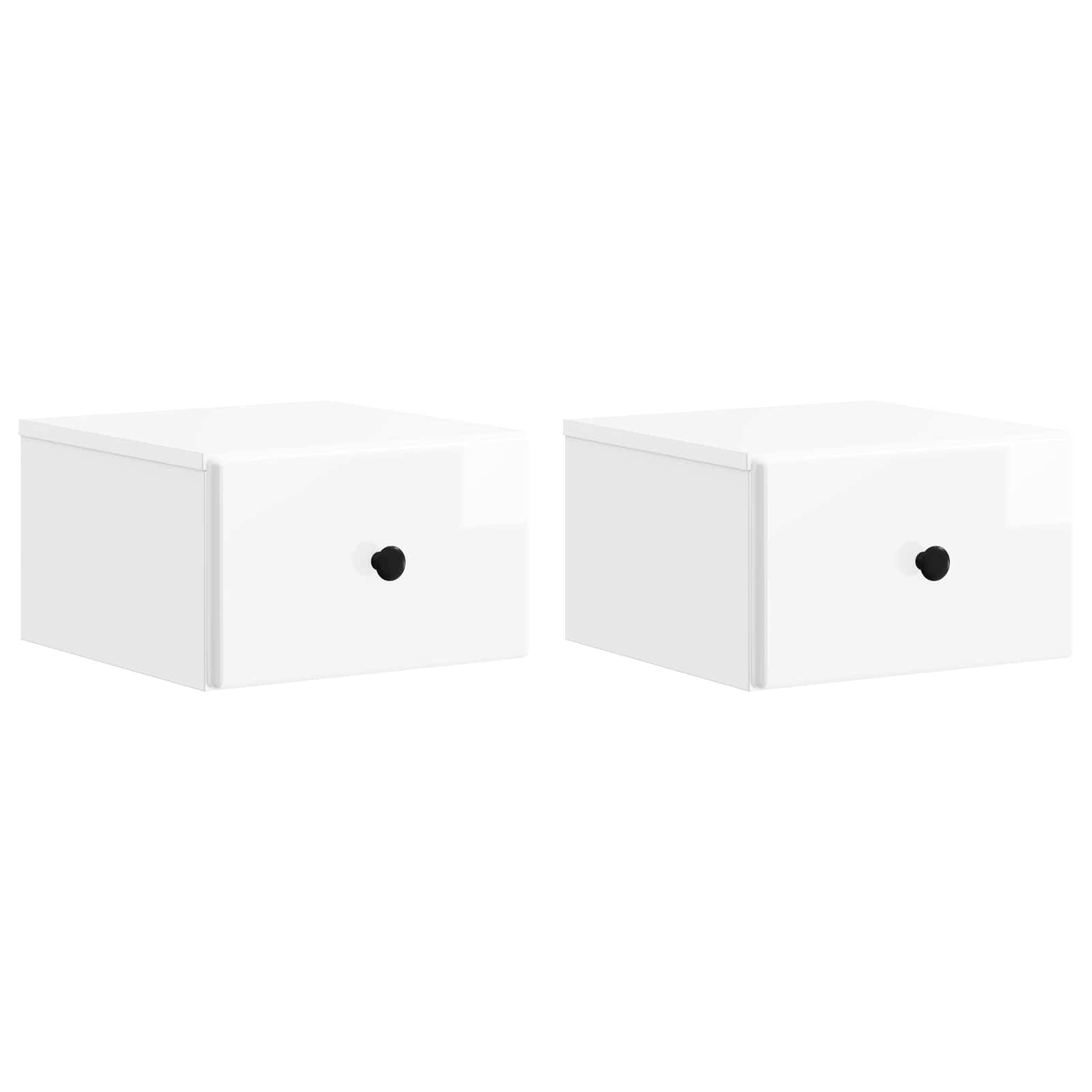 vidaXL Wisząca Szafka Nocna z szufladą 2 pcs Biały wysoki połysk