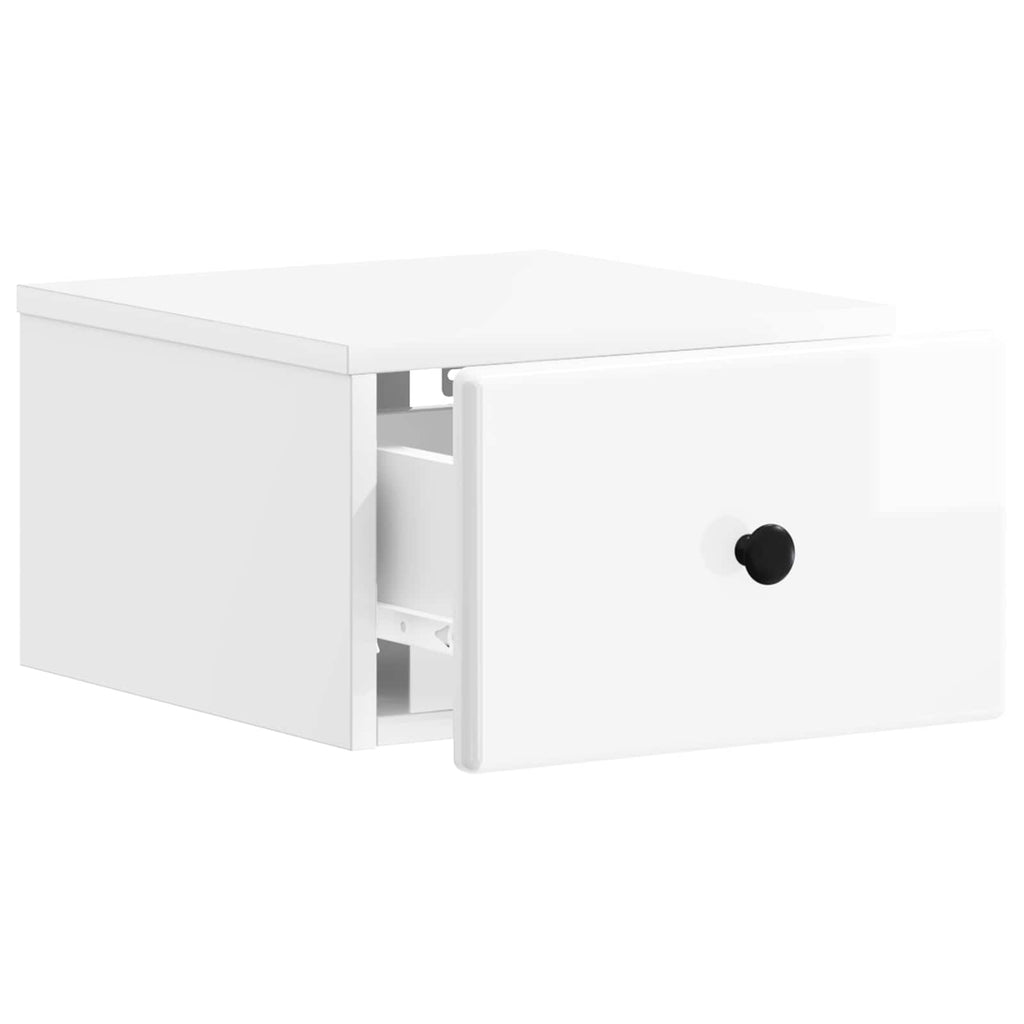 vidaXL Wisząca Szafka Nocna z szufladą 2 pcs Biały wysoki połysk