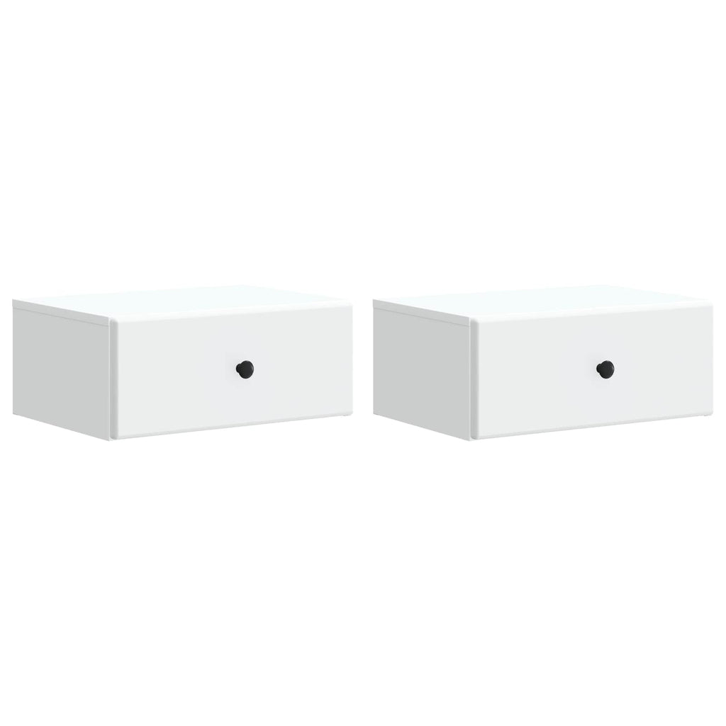vidaXL Wisząca Szafka Nocna z szufladą 2 pcs Biały 49 x 34,5 x 20 cm