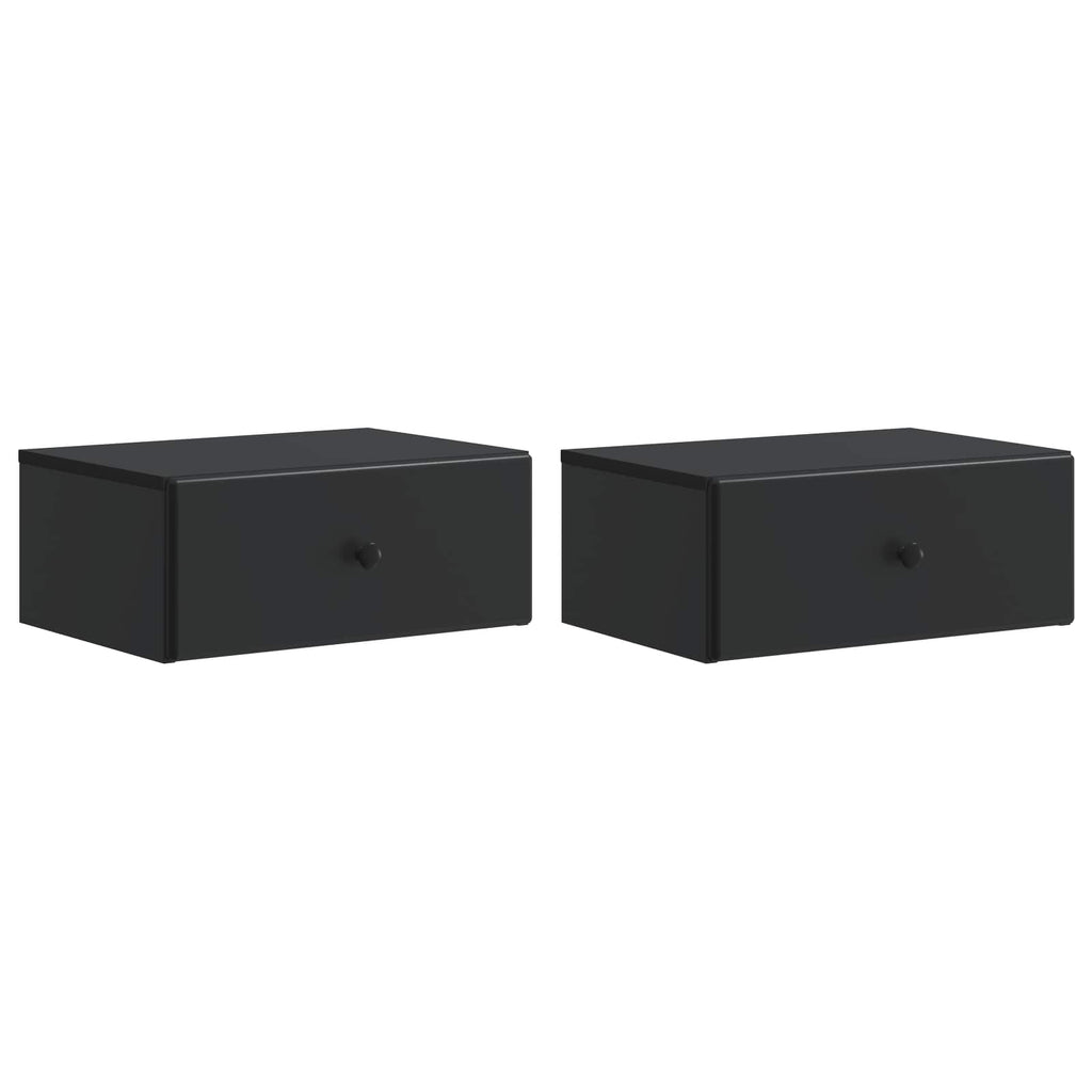 vidaXL Wisząca Szafka Nocna z szufladą 2 pcs Czarny 49 x 34,5 x 20 cm