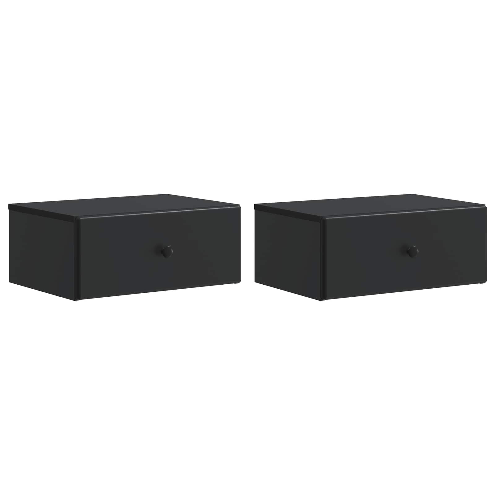 vidaXL Wisząca Szafka Nocna z szufladą 2 pcs Czarny 49 x 34,5 x 20 cm