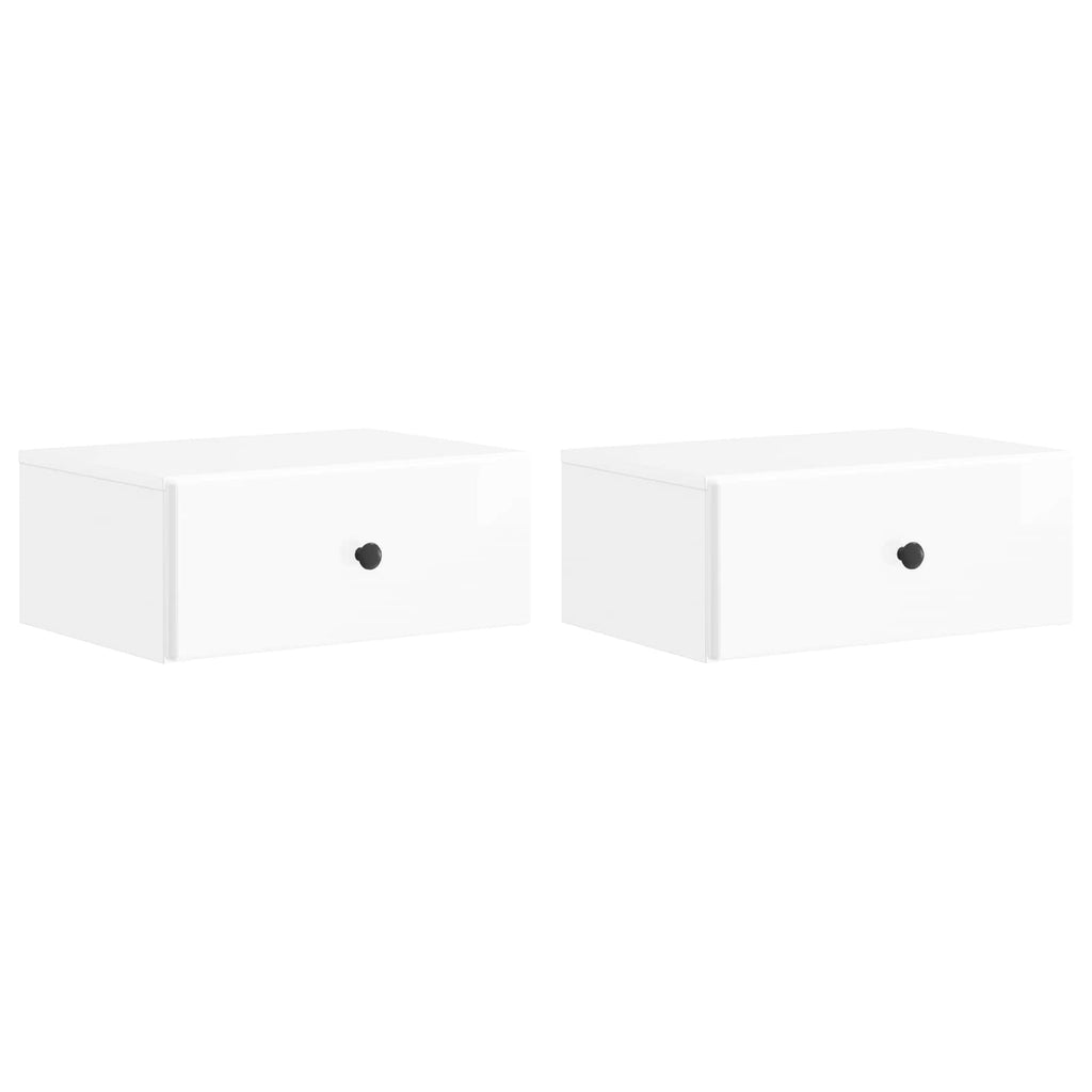 vidaXL Wisząca Szafka Nocna z szufladą 2 pcs Biały wysoki połysk