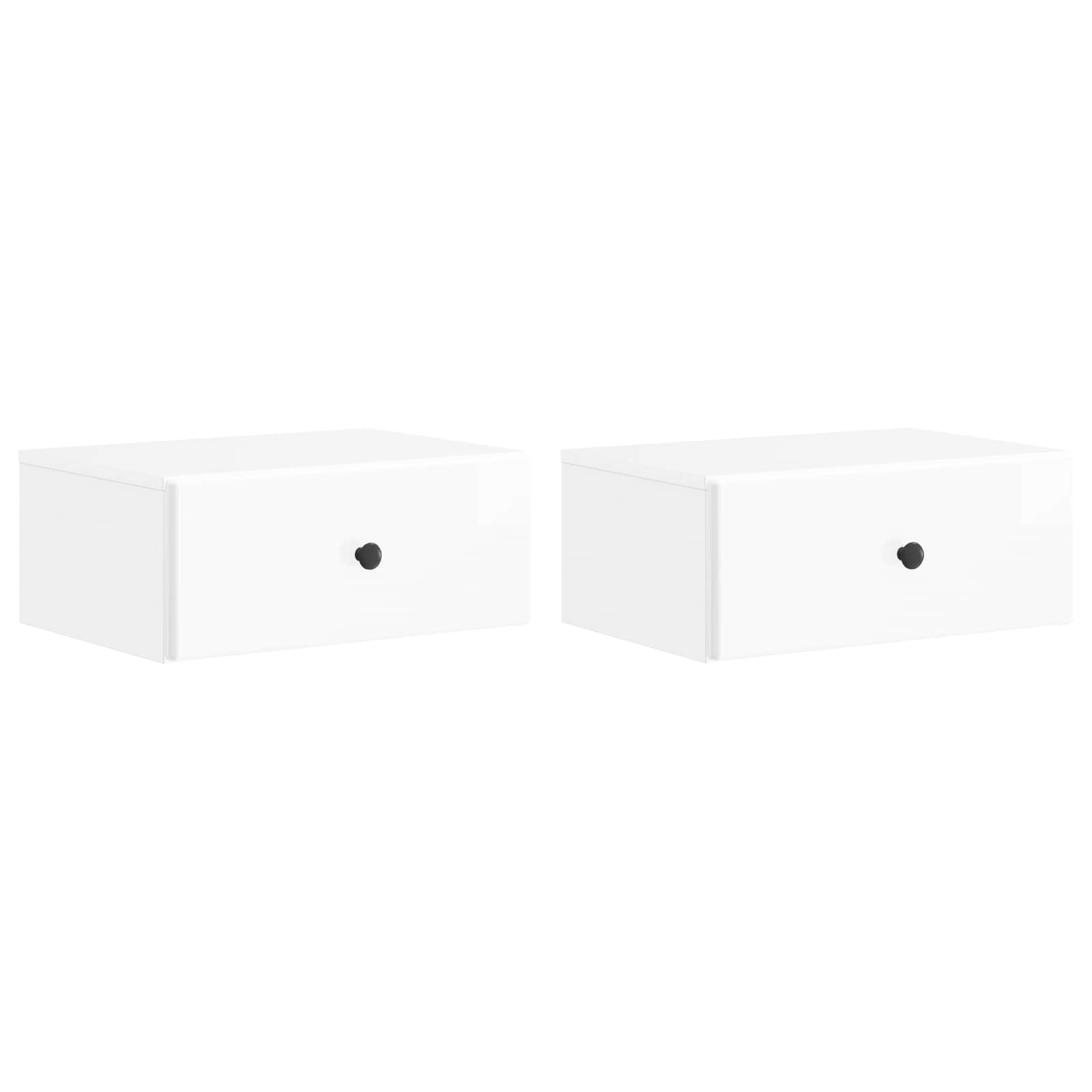 vidaXL Wisząca Szafka Nocna z szufladą 2 pcs Biały wysoki połysk