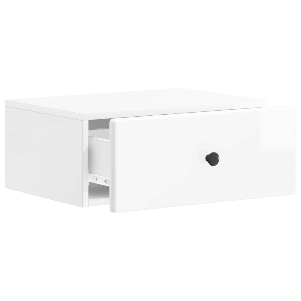 vidaXL Wisząca Szafka Nocna z szufladą 2 pcs Biały wysoki połysk