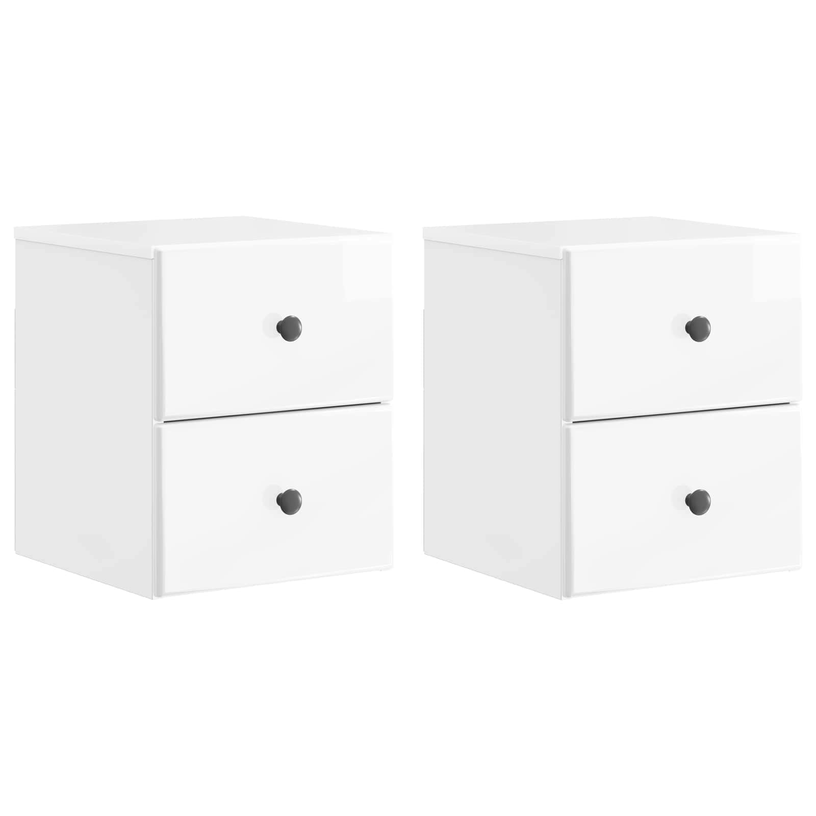 vidaXL Wisząca Szafka Nocna z szufladą 2 pcs Biały wysoki połysk