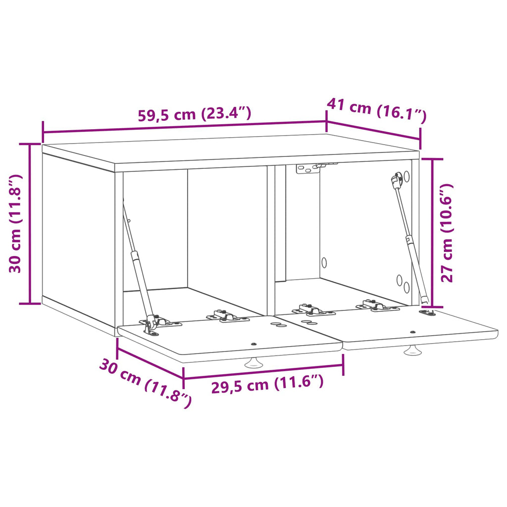 vidaXL Szafka RTV montowana na ścianie 59,5 x 41 x 30 cm dąb Sonoma