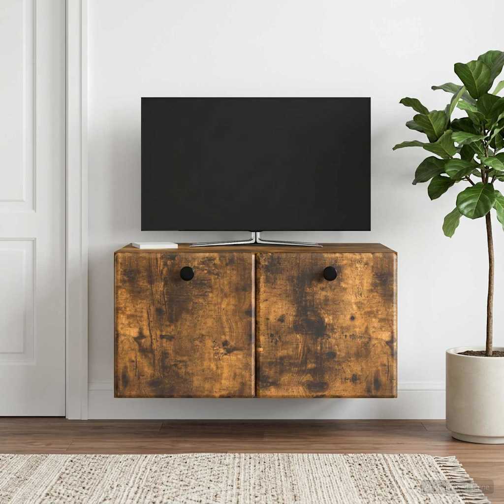 vidaXL Szafka RTV montowana na ścianie 59,5 x 41 x 30 cm Dąb wędzony