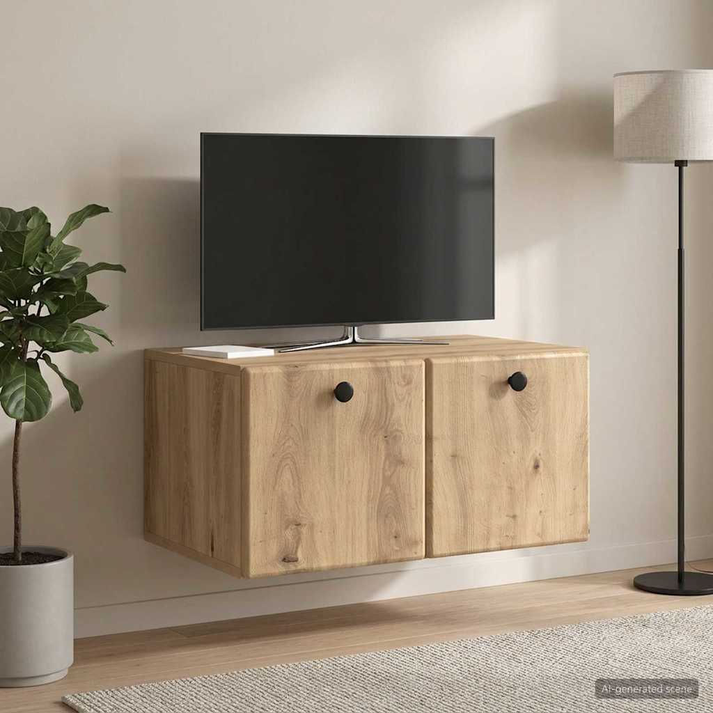 vidaXL Szafka RTV montowana na ścianie 59,5 x 41 x 30 cm Dąb artisan