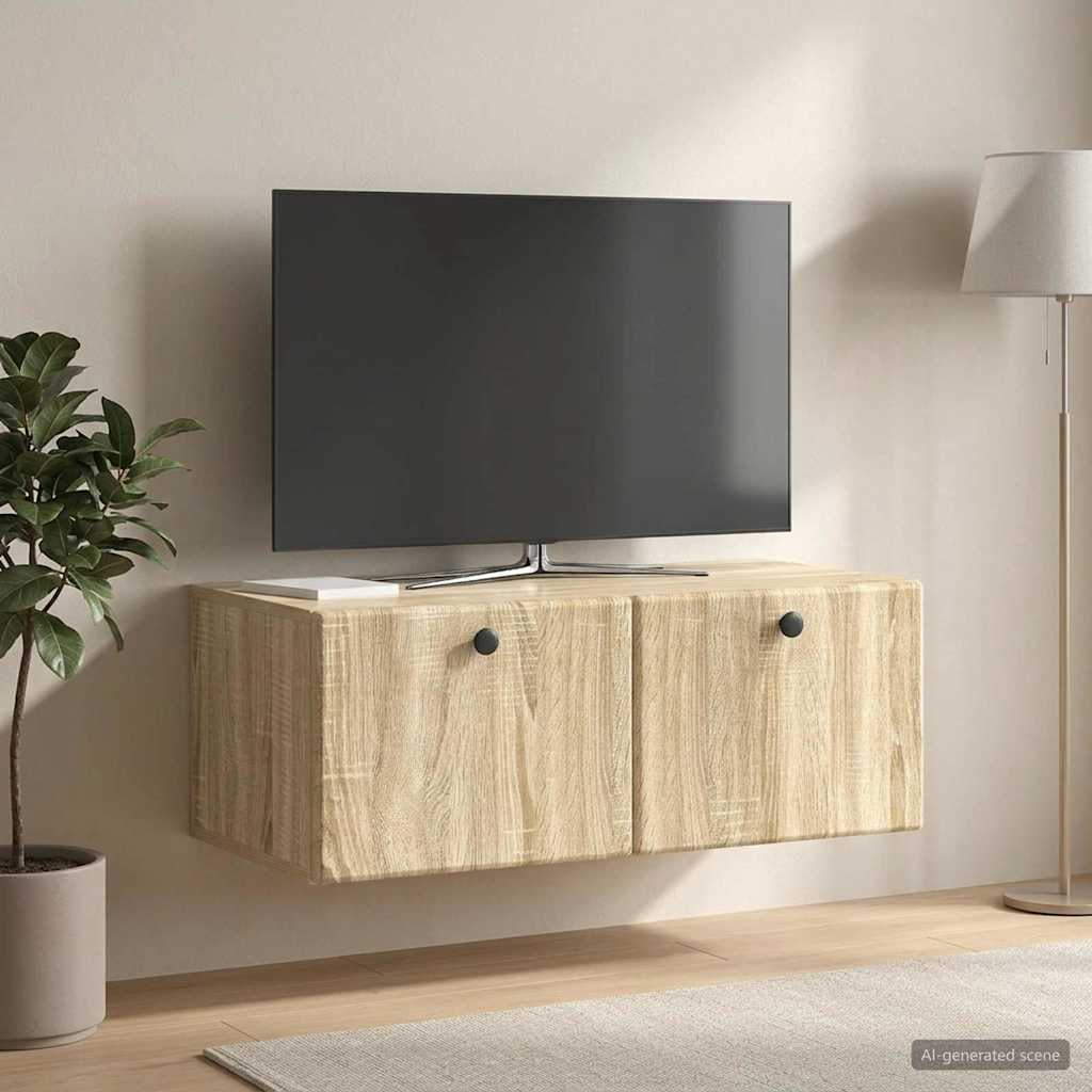 vidaXL Szafka RTV montowana na ścianie 78,5 x 41 x 30 cm dąb Sonoma
