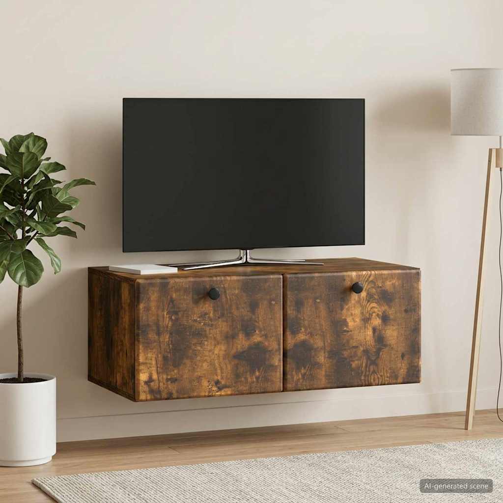 vidaXL Szafka RTV montowana na ścianie 78,5 x 41 x 30 cm Dąb wędzony