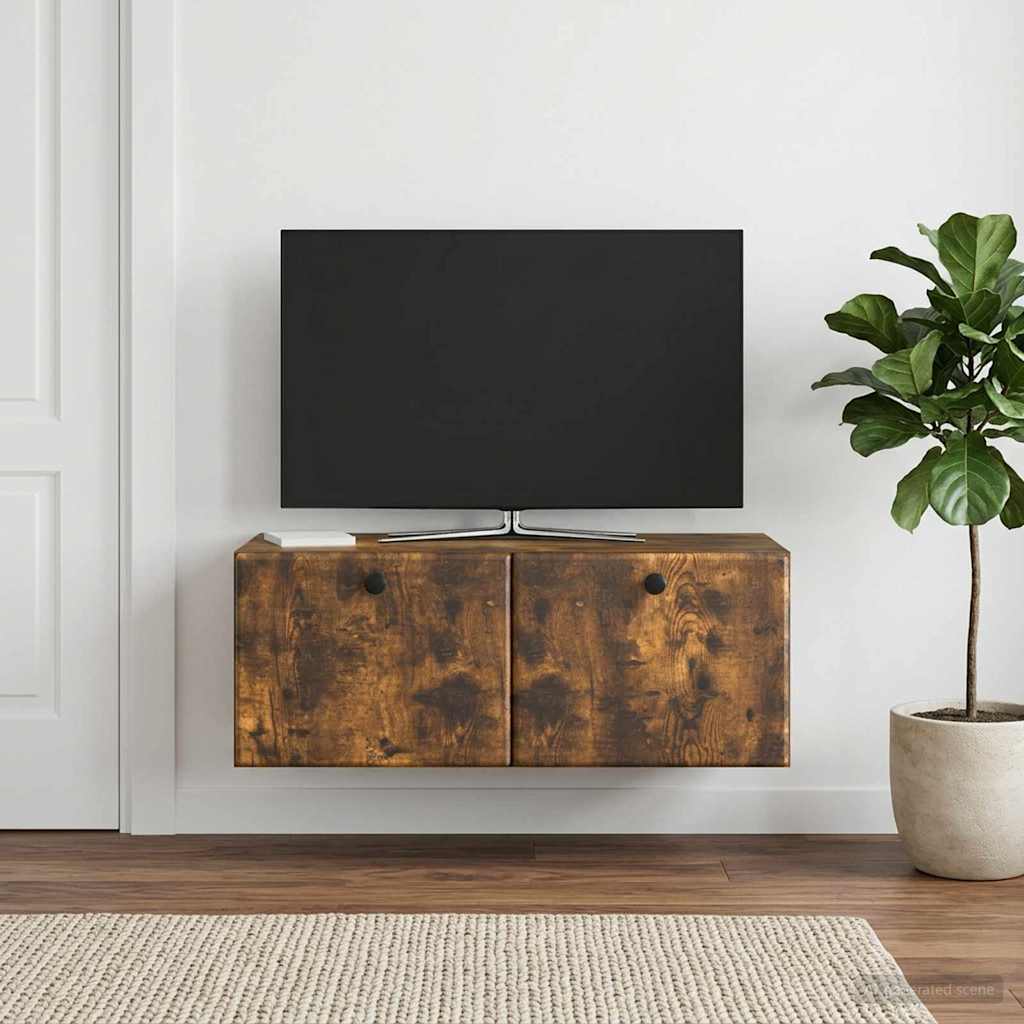 vidaXL Szafka RTV montowana na ścianie 78,5 x 41 x 30 cm Dąb wędzony
