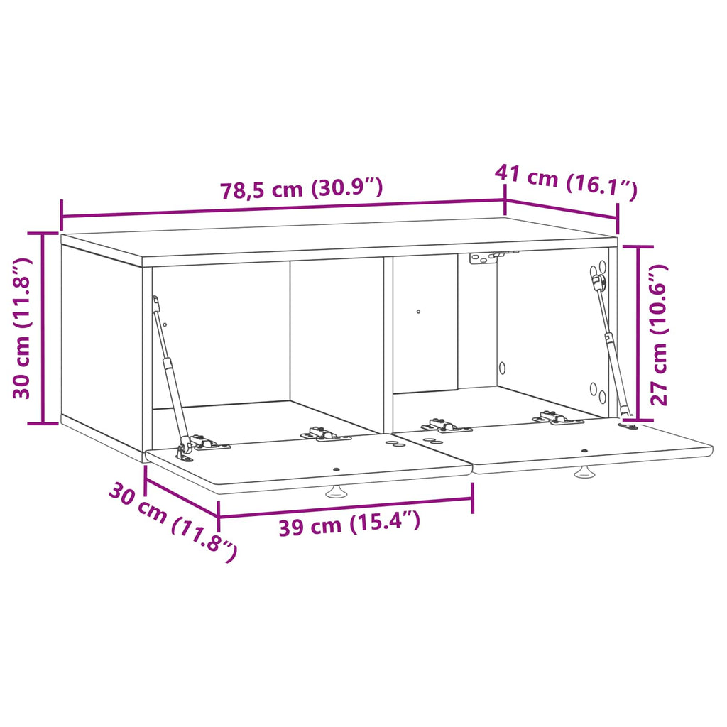 vidaXL Szafka RTV montowana na ścianie 78,5 x 41 x 30 cm Szary Sonoma