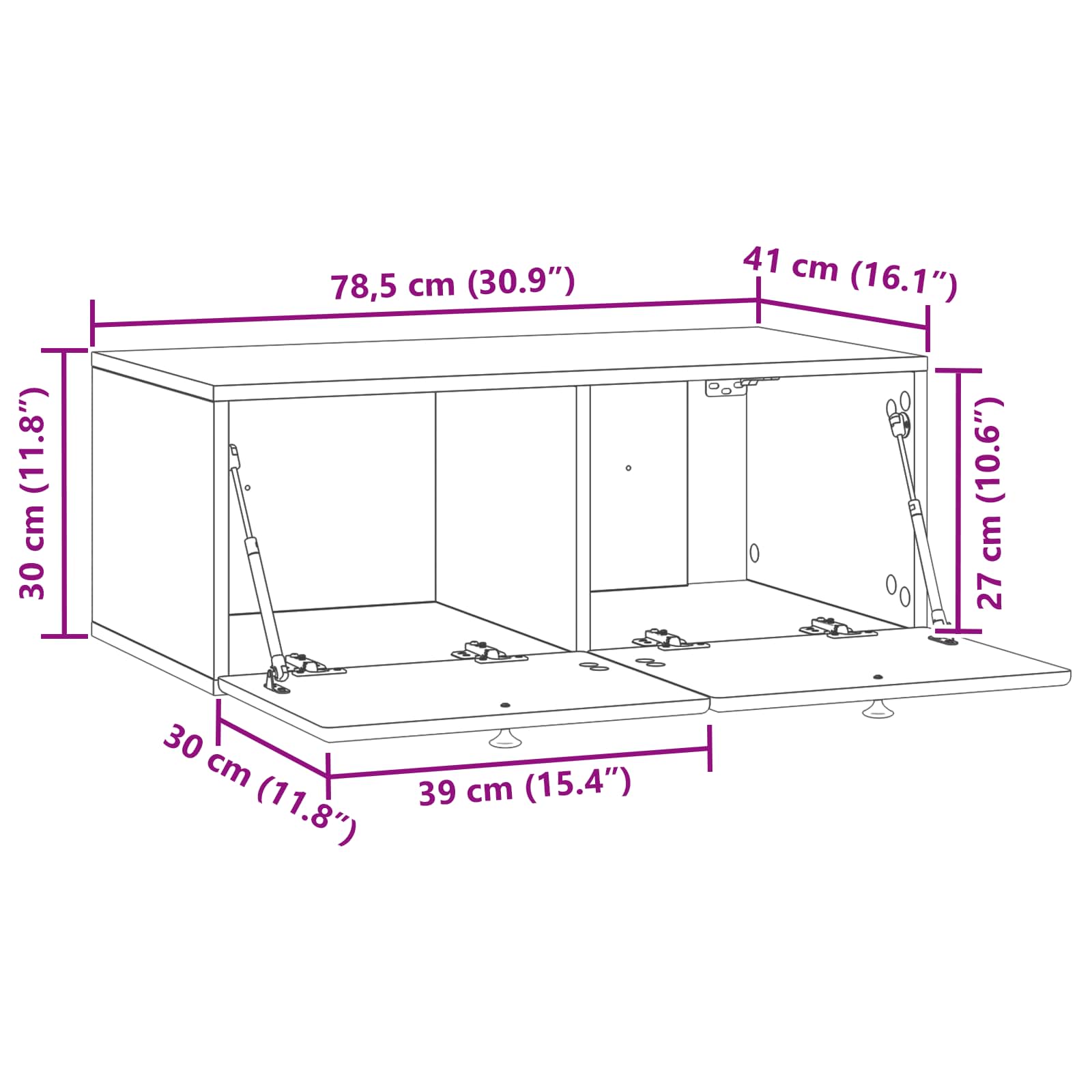 vidaXL Szafka RTV montowana na ścianie 78,5 x 41 x 30 cm Szary Sonoma