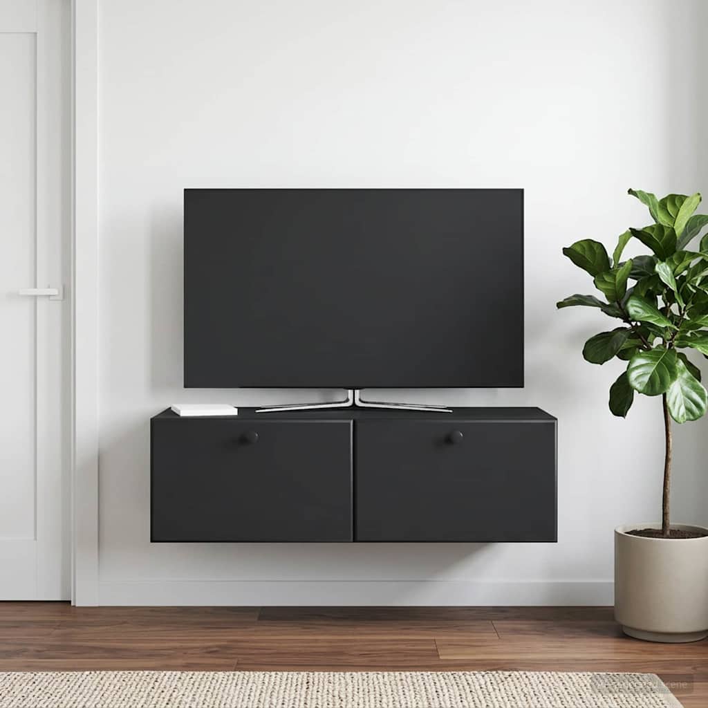 vidaXL Szafka RTV montowana na ścianie 98 x 41 x 30 cm Czarny