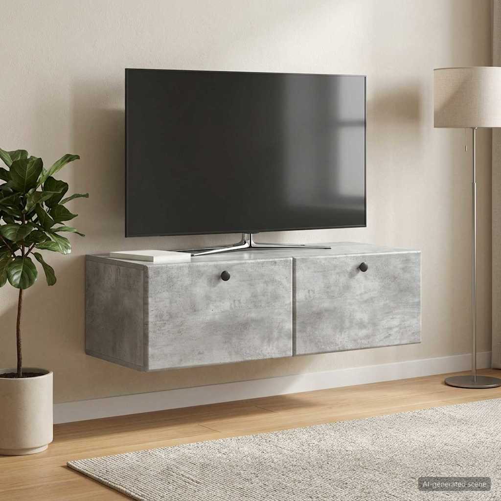 vidaXL Szafka RTV montowana na ścianie 98 x 41 x 30 cm Betonowy szary