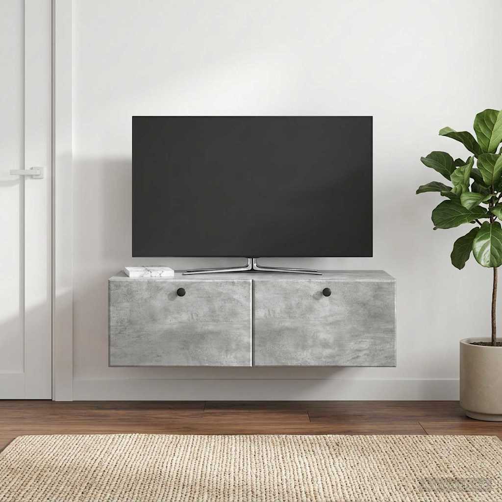 vidaXL Szafka RTV montowana na ścianie 98 x 41 x 30 cm Betonowy szary