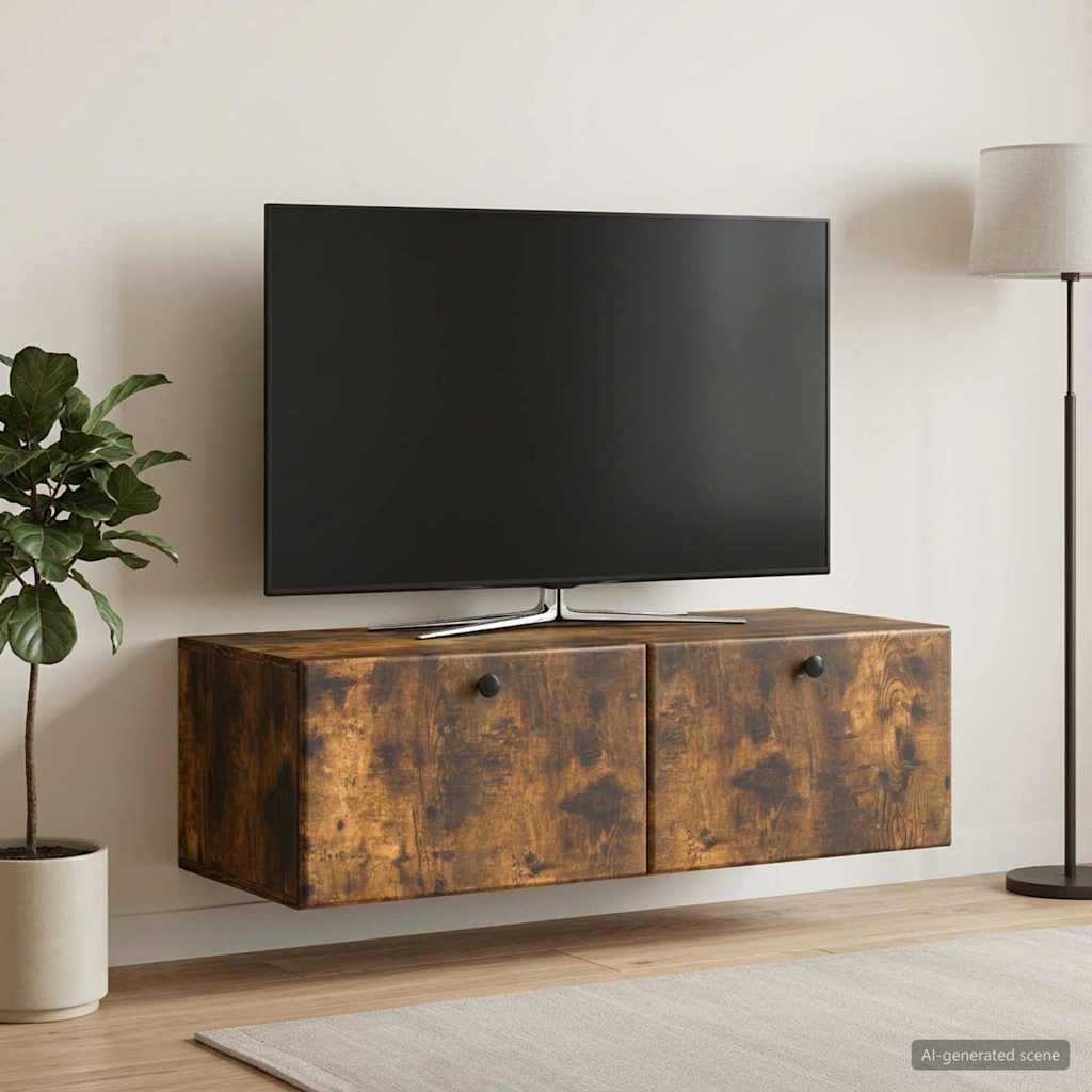 vidaXL Szafka RTV montowana na ścianie 98 x 41 x 30 cm Dąb wędzony