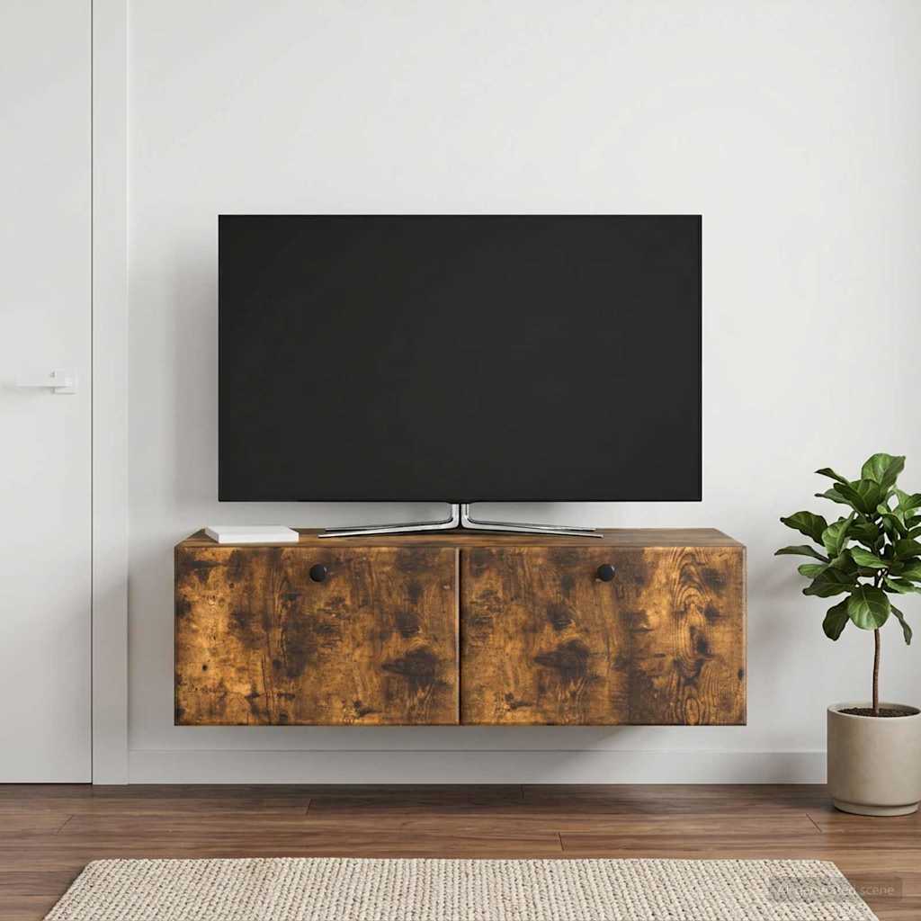 vidaXL Szafka RTV montowana na ścianie 98 x 41 x 30 cm Dąb wędzony