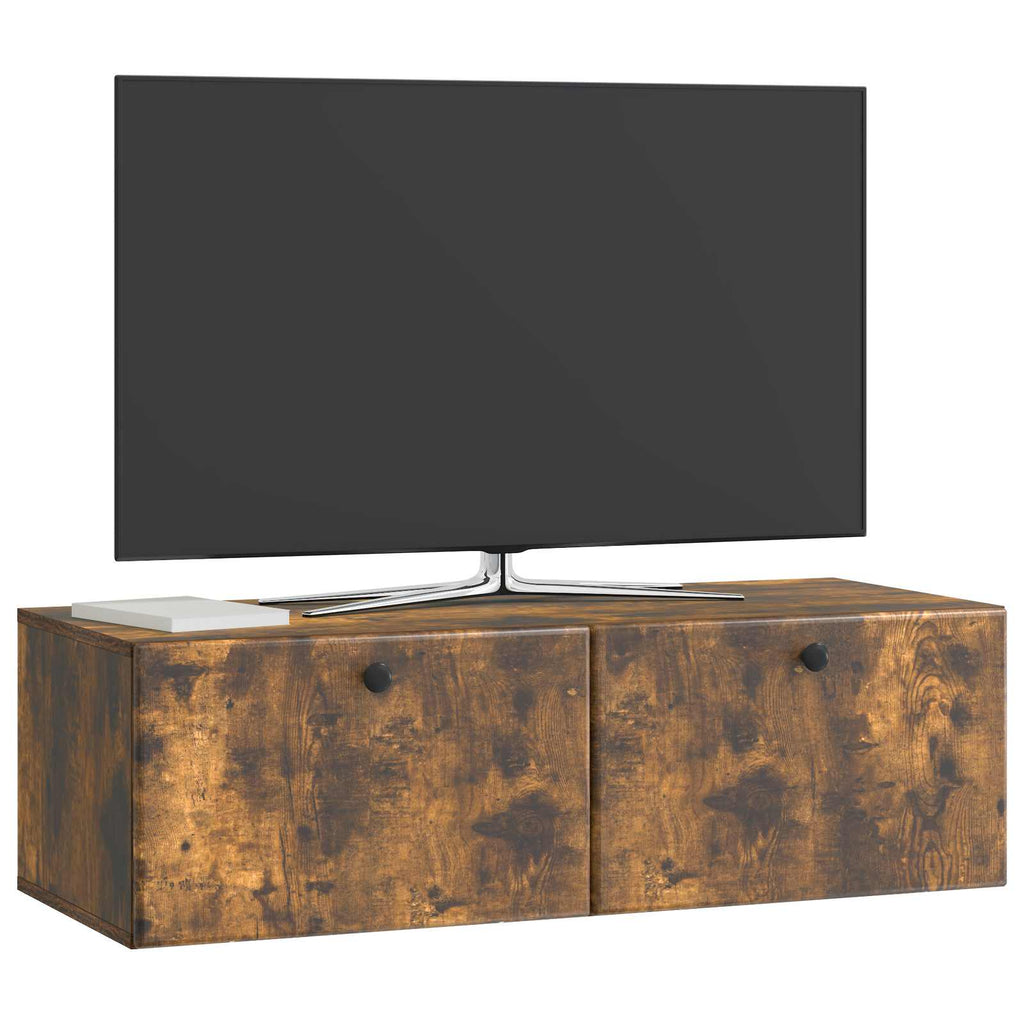 vidaXL Szafka RTV montowana na ścianie 98 x 41 x 30 cm Dąb wędzony