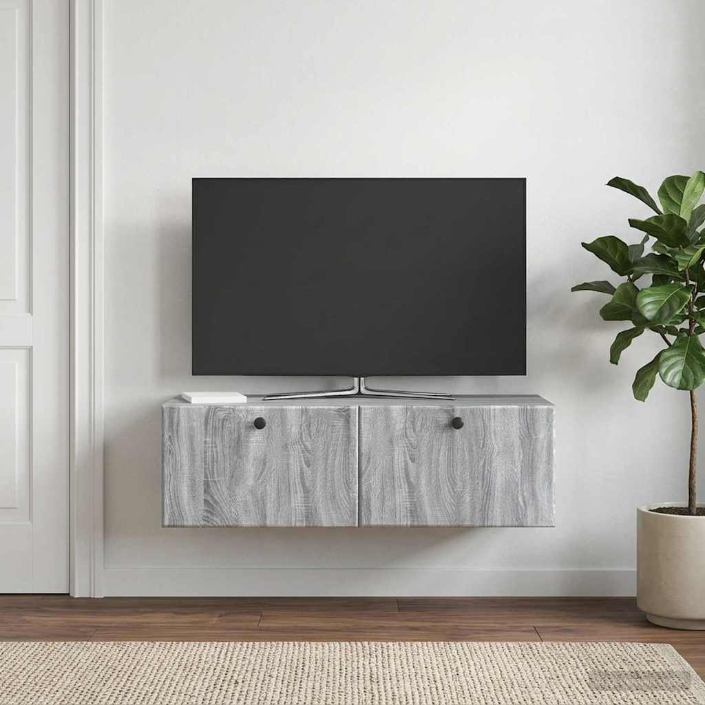 vidaXL Szafka RTV montowana na ścianie 98 x 41 x 30 cm Szary Sonoma