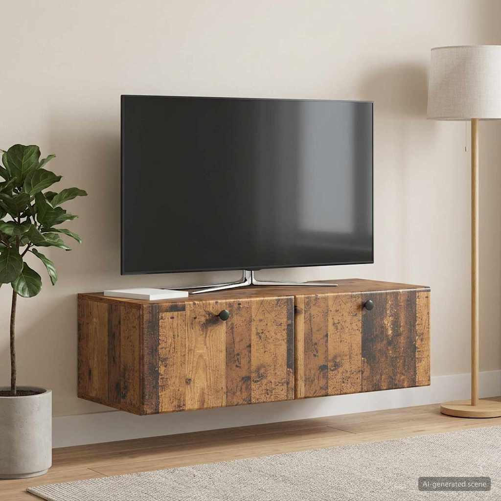vidaXL Szafka RTV montowana na ścianie 98 x 41 x 30 cm Stare drewno