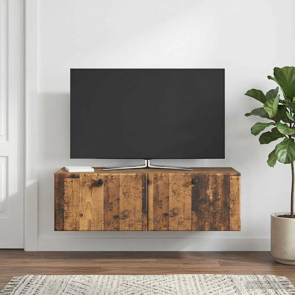 vidaXL Szafka RTV montowana na ścianie 98 x 41 x 30 cm Stare drewno