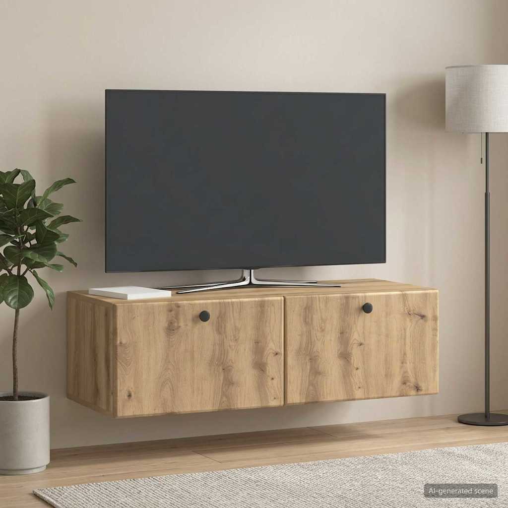 vidaXL Szafka RTV montowana na ścianie 98 x 41 x 30 cm Dąb artisan