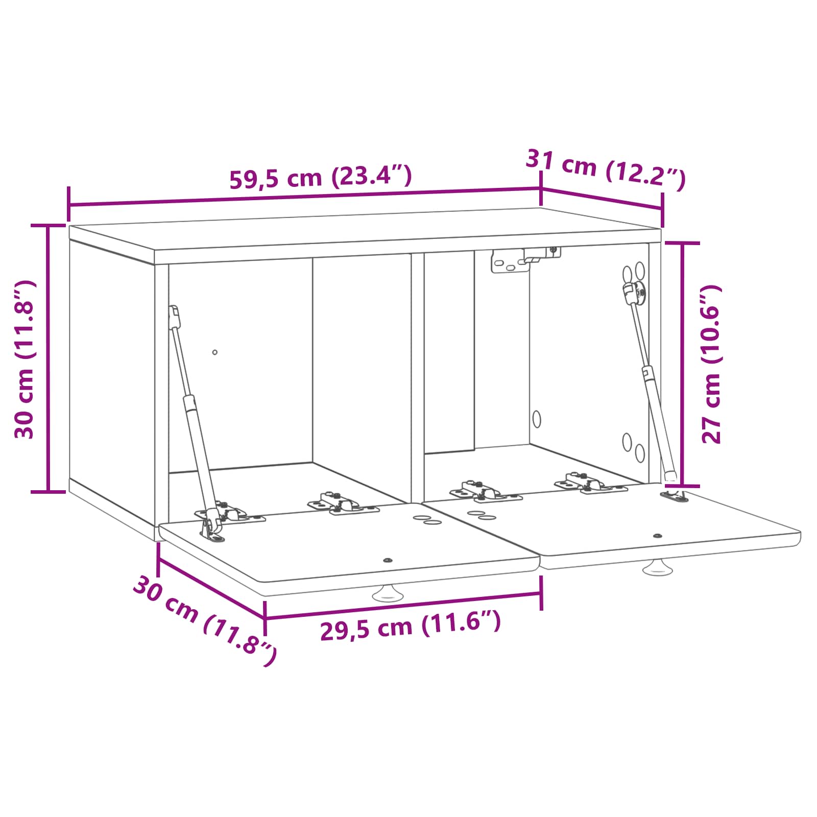 vidaXL Szafka RTV montowana na ścianie 59,5 x 31 x 30 cm