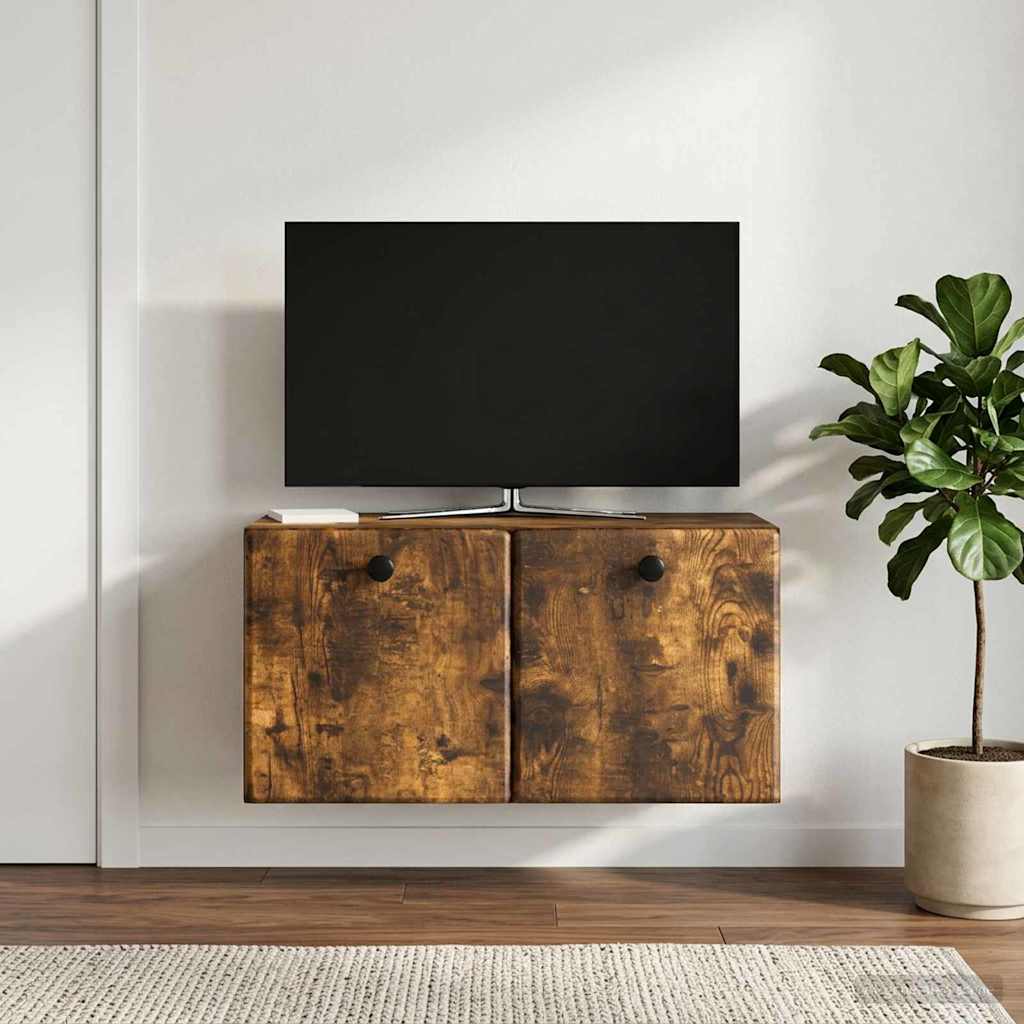 vidaXL Szafka RTV montowana na ścianie 59,5 x 31 x 30 cm Dąb wędzony