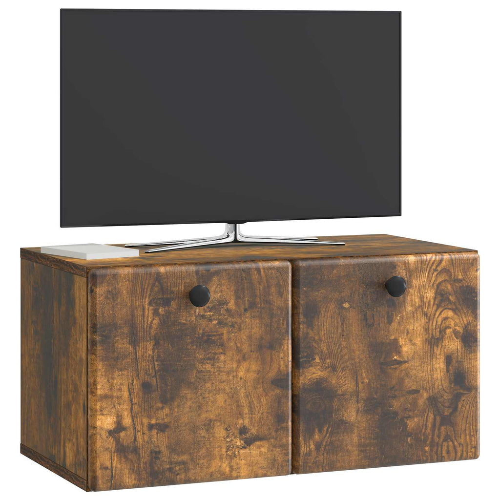 vidaXL Szafka RTV montowana na ścianie 59,5 x 31 x 30 cm Dąb wędzony