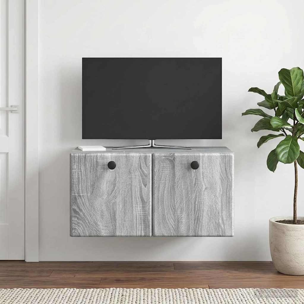 vidaXL Szafka RTV montowana na ścianie 59,5 x 31 x 30 cm Szary Sonoma