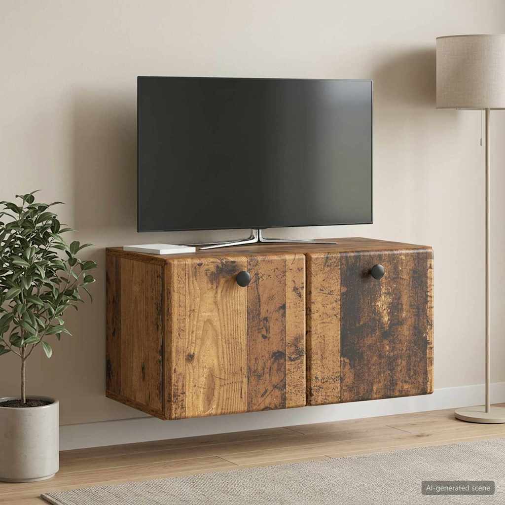 vidaXL Szafka RTV montowana na ścianie 59,5 x 31 x 30 cm Stare drewno
