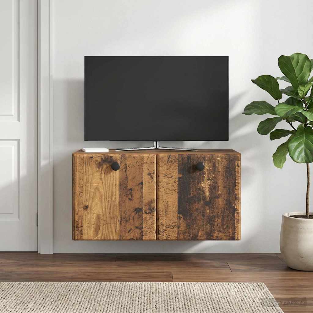 vidaXL Szafka RTV montowana na ścianie 59,5 x 31 x 30 cm Stare drewno
