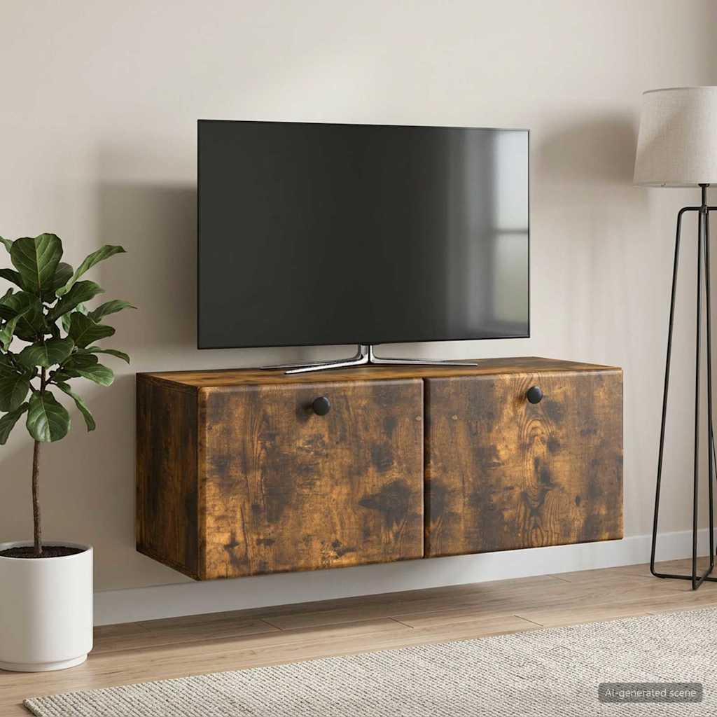 vidaXL Szafka RTV montowana na ścianie 78,5 x 31 x 30 cm Dąb wędzony