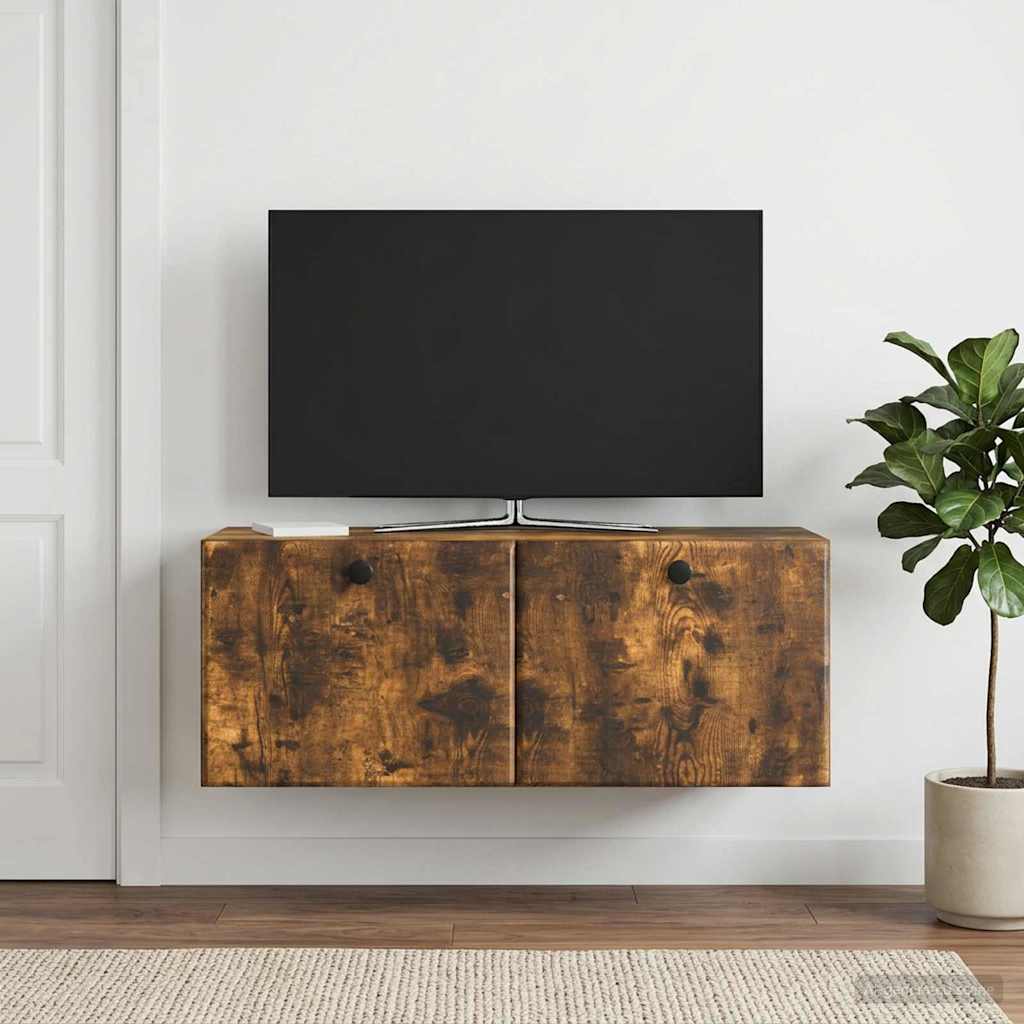 vidaXL Szafka RTV montowana na ścianie 78,5 x 31 x 30 cm Dąb wędzony