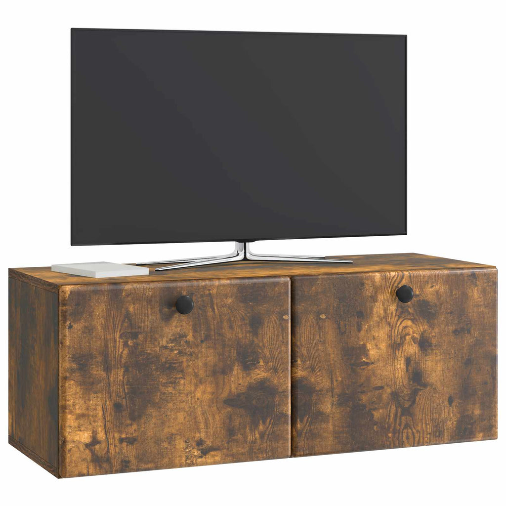 vidaXL Szafka RTV montowana na ścianie 78,5 x 31 x 30 cm Dąb wędzony