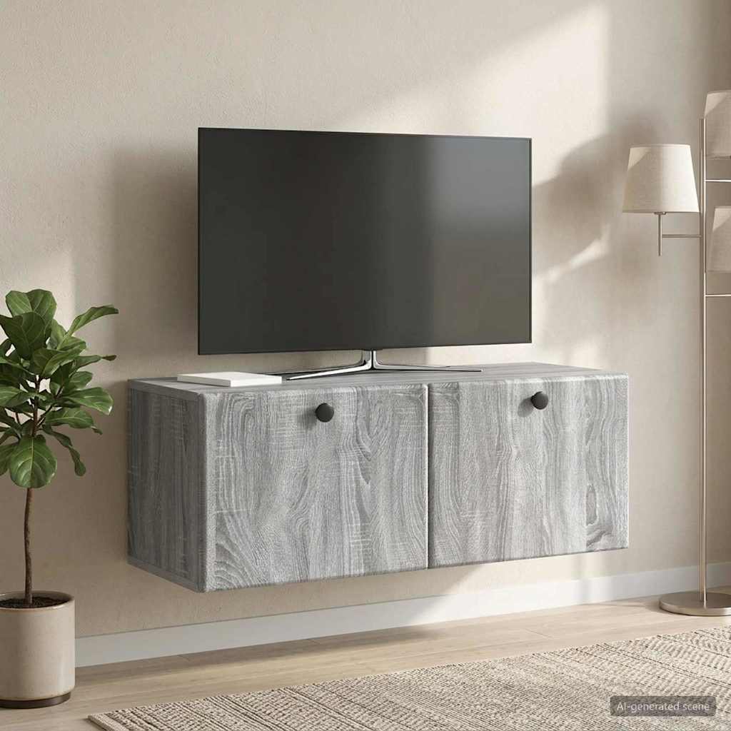 vidaXL Szafka RTV montowana na ścianie 78,5 x 31 x 30 cm Szary Sonoma