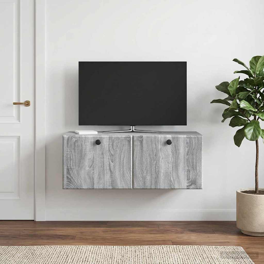 vidaXL Szafka RTV montowana na ścianie 78,5 x 31 x 30 cm Szary Sonoma