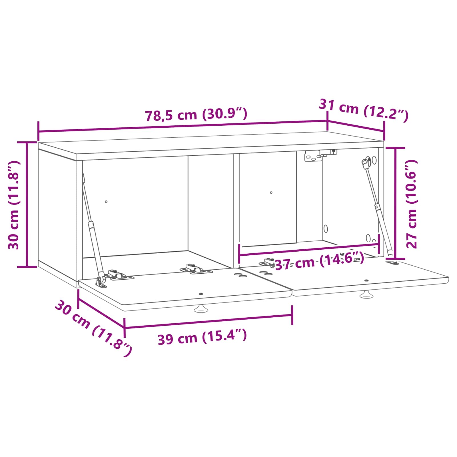 vidaXL Szafka RTV montowana na ścianie 78,5 x 31 x 30 cm Dąb artisan