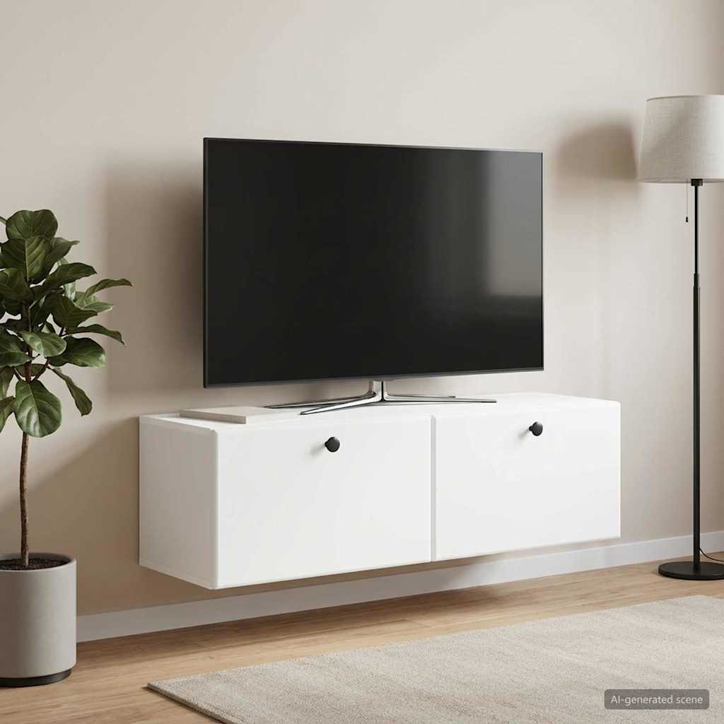 vidaXL Szafka RTV montowana na ścianie 98 x 31 x 30 cm Biały