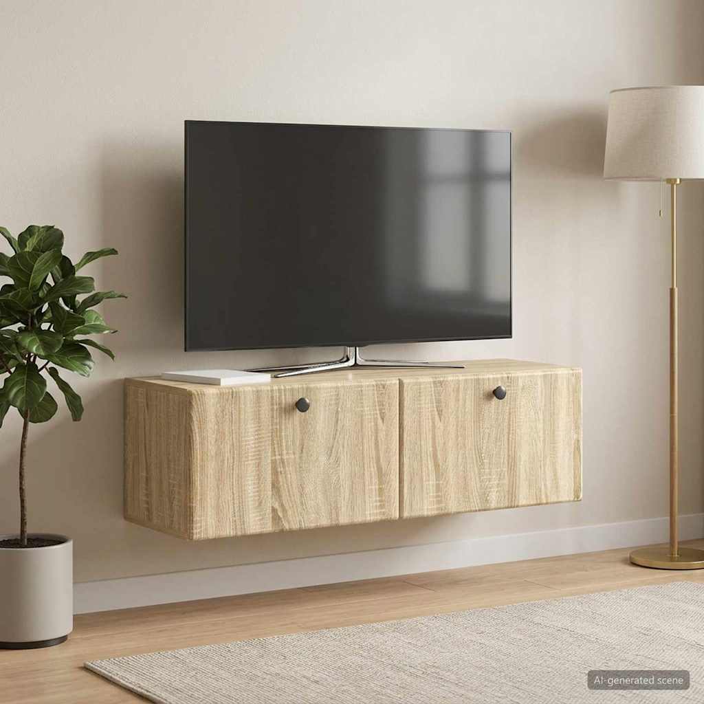 vidaXL Szafka RTV montowana na ścianie 98 x 31 x 30 cm dąb Sonoma