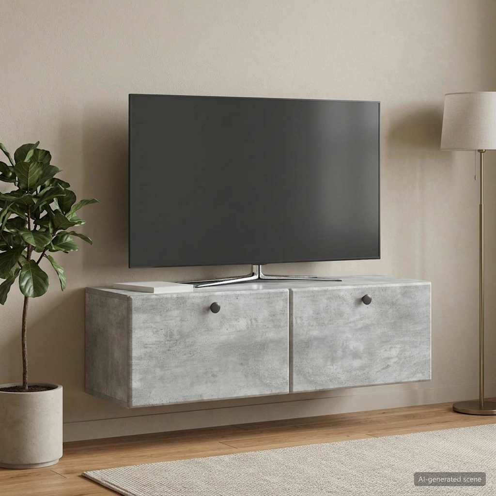 vidaXL Szafka RTV montowana na ścianie 98 x 31 x 30 cm Betonowy szary
