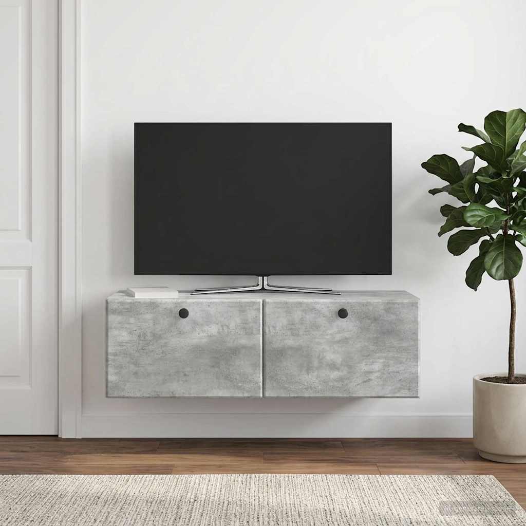 vidaXL Szafka RTV montowana na ścianie 98 x 31 x 30 cm Betonowy szary